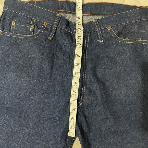 Bigstone Jeans Men 38x79 Indigo Vintage 70s Denim Straight Blue Dark Wash A9011 - Picture 4 of 11